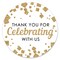 Big Dot of Happiness Thank You For Celebrating With Us - Gold - Party Circle Sticker Labels - 24 Count